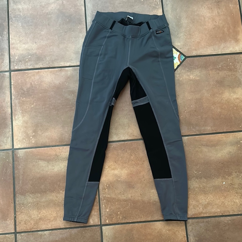 Women's Gray Riding Leggings with Black Knee Panels
